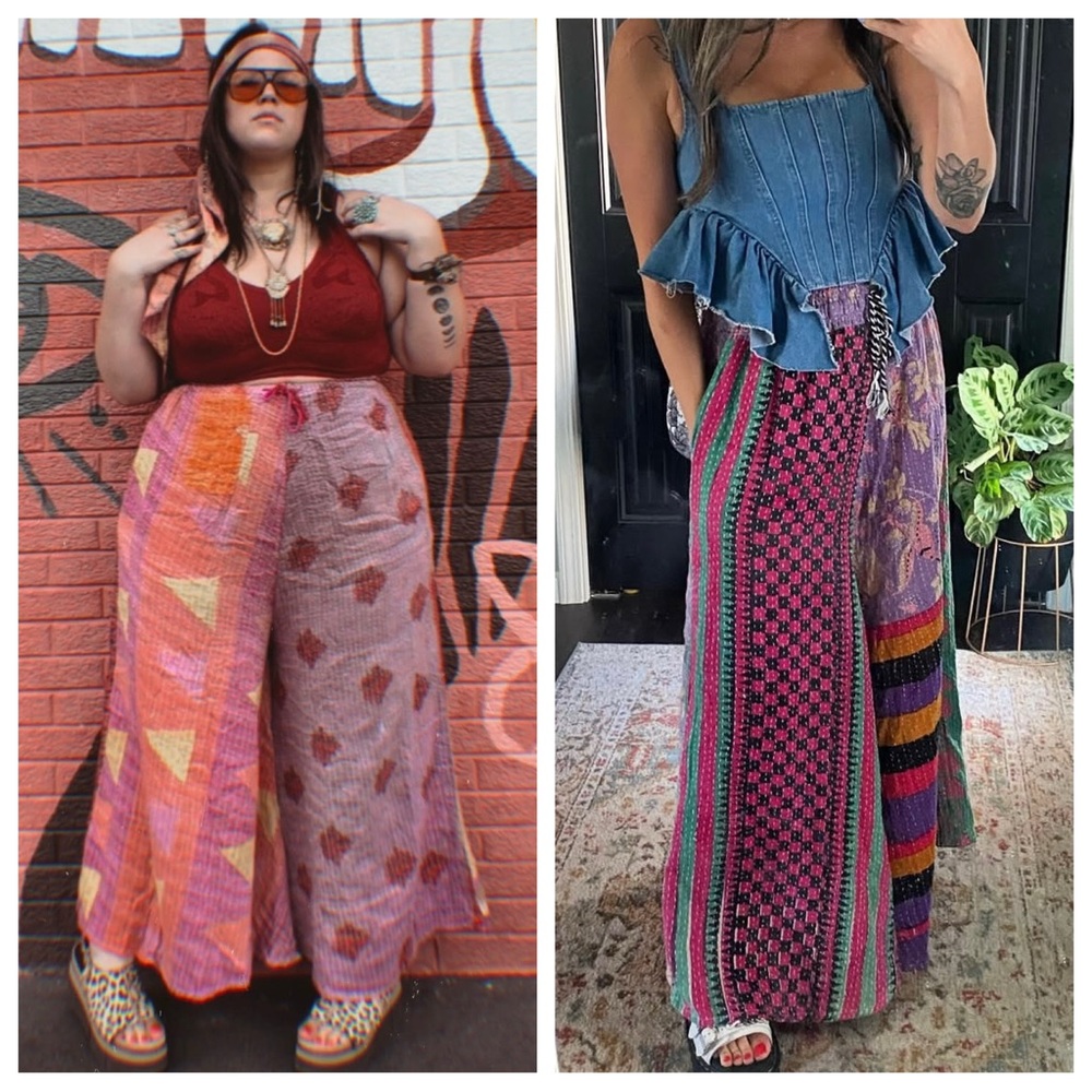Kantha Bae Bliss Bell Lounge pants super wide leg bohemian bell bottoms NWOT